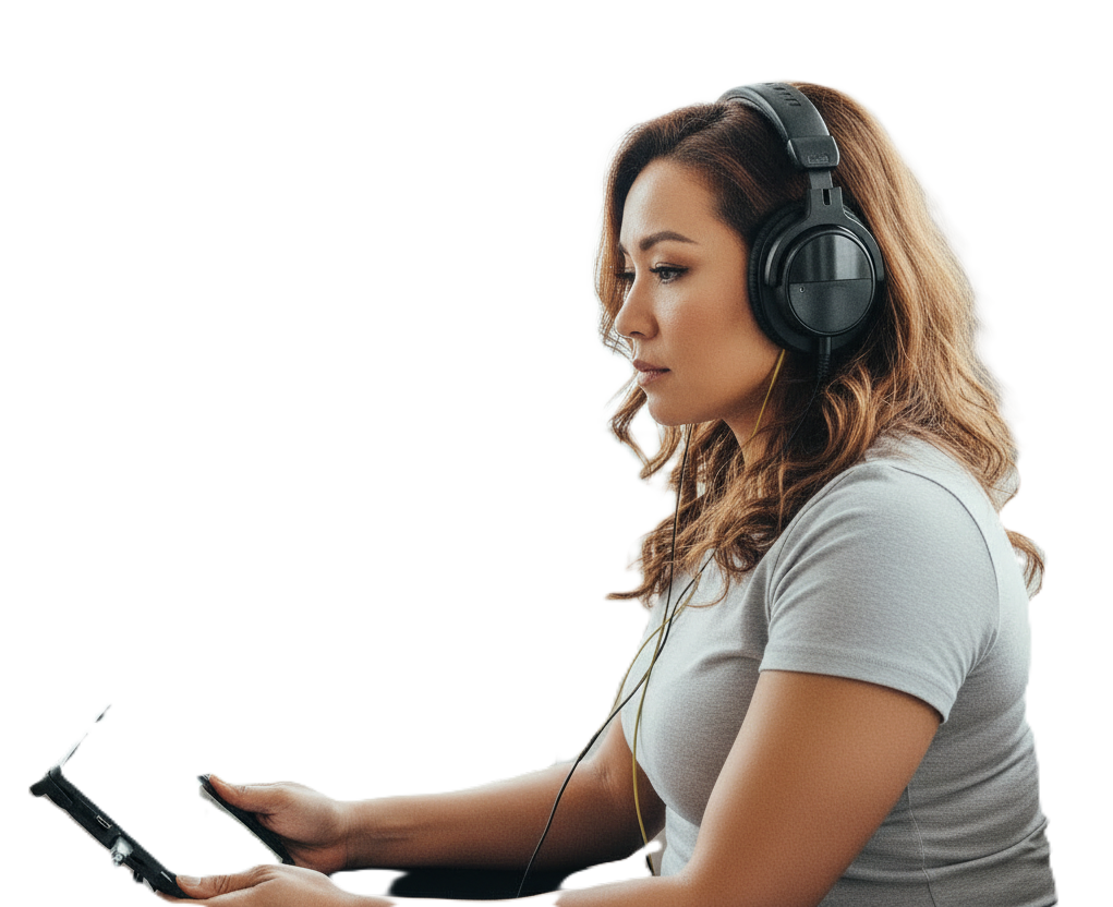 Cliente faisant une séance de neurofeedback dynamique