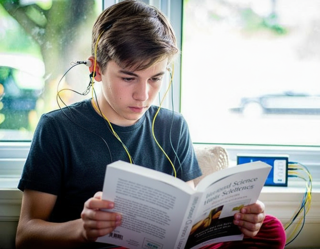 Adolescent pendant une séance de neurofeedback dynamique